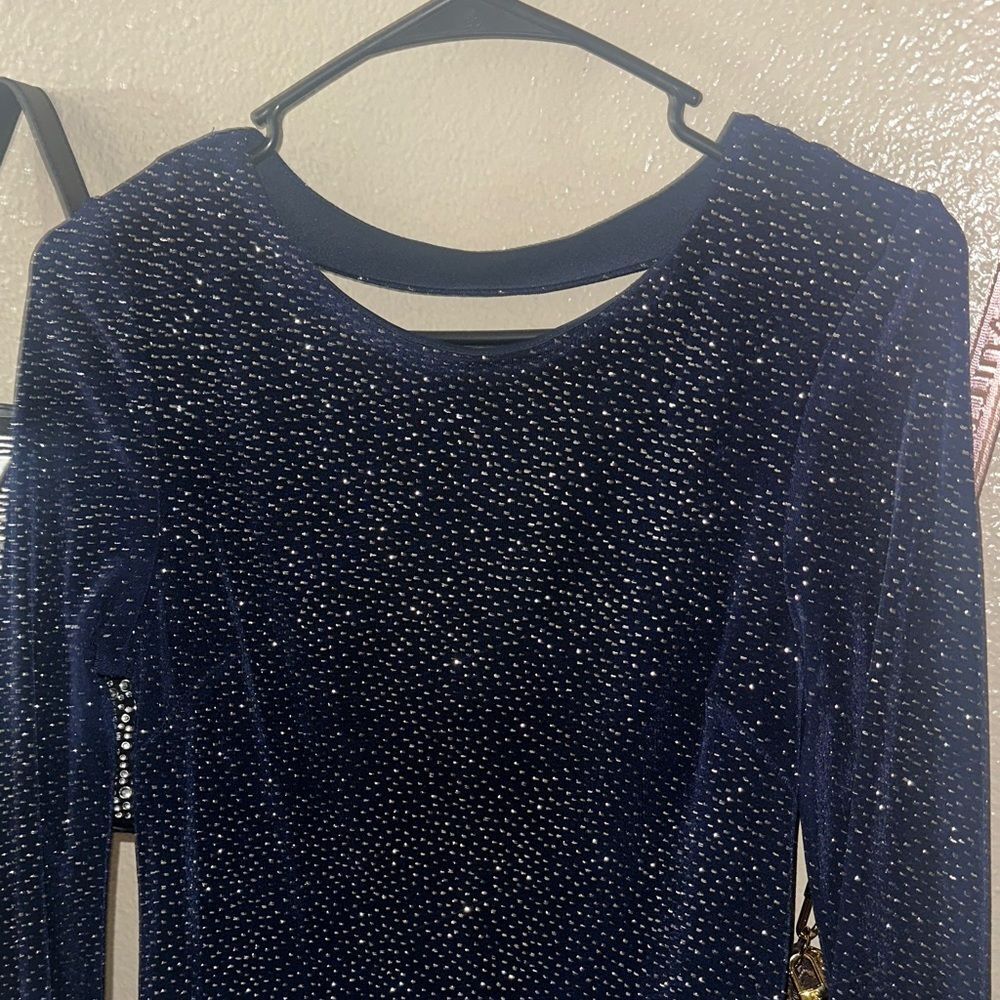 Speechless Navy Dress with Silver Accents